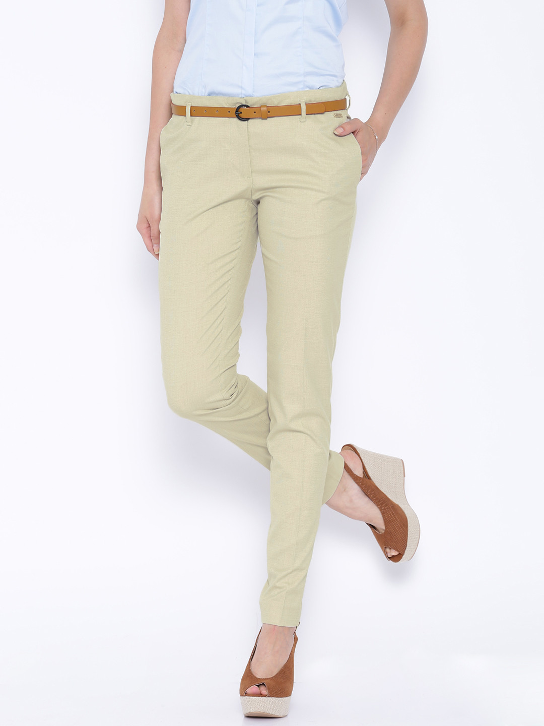 Buy Park Avenue Woman Beige Trousers Trousers for Women 1222890 Myntra