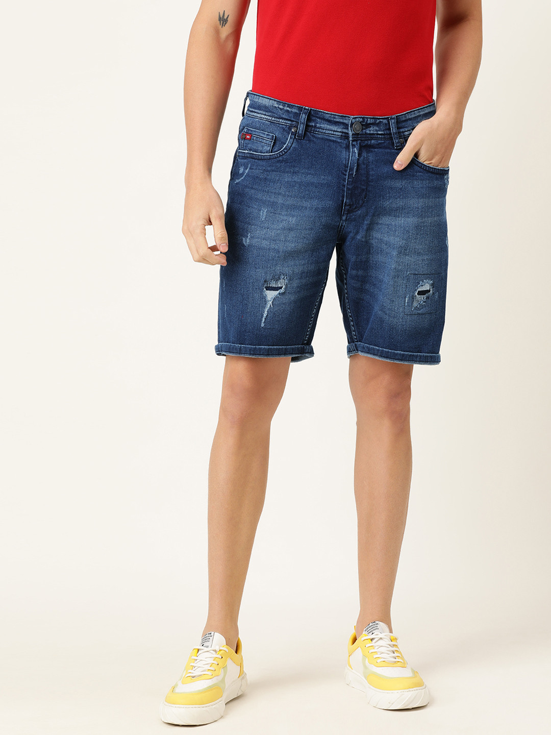 Buy Lee Cooper Men Blue Solid Regular Fit Denim Shorts Shorts for Men
