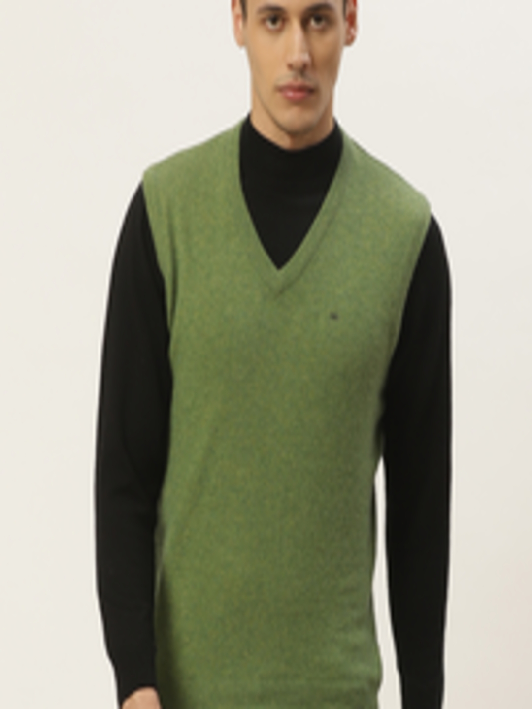 Buy Monte Carlo Men Green Solid Sweater Vest - Sweaters for Men ...