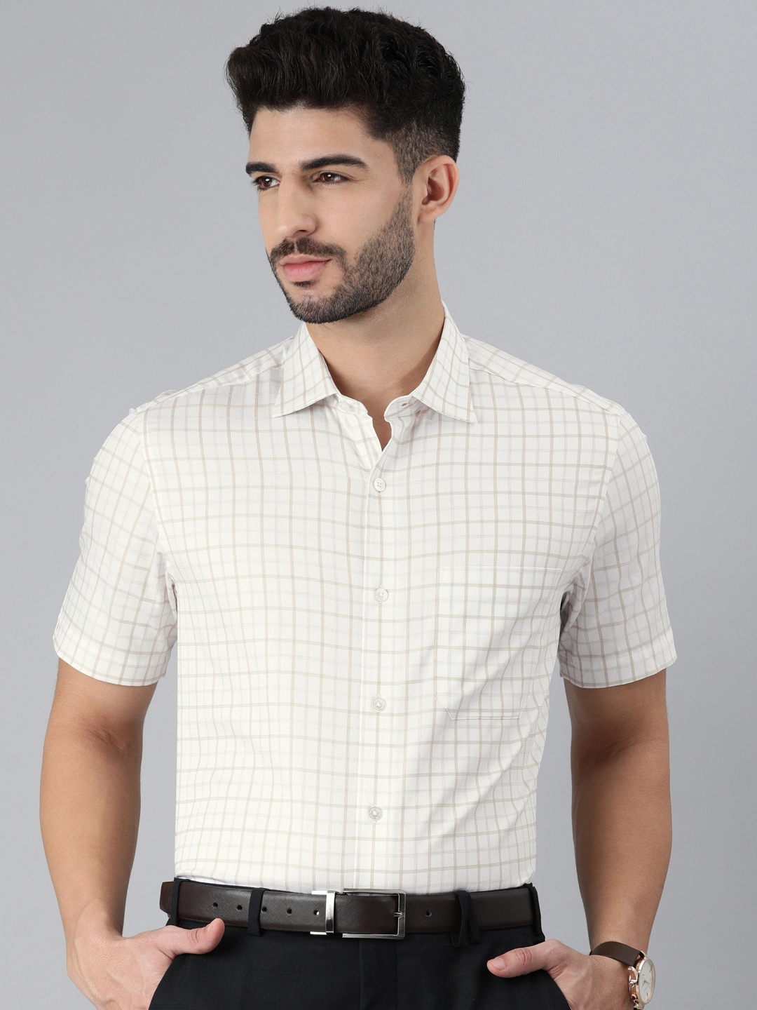 Buy Louis Philippe Men White Checked Casual Shirt - Shirts for Men ...