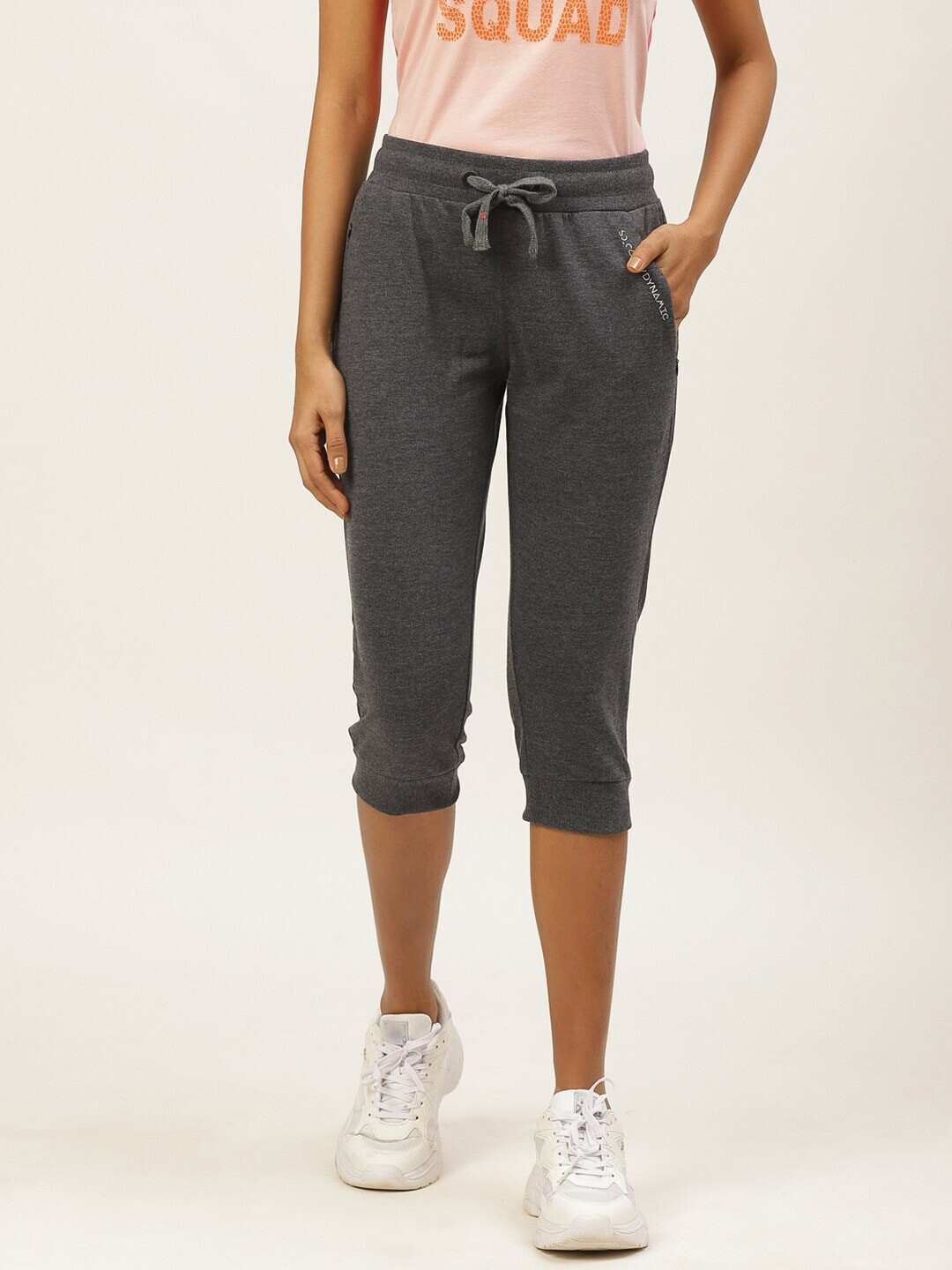 Buy Sweet Dreams Women Charcoal Grey Solid Regular Fit Jogger Capris