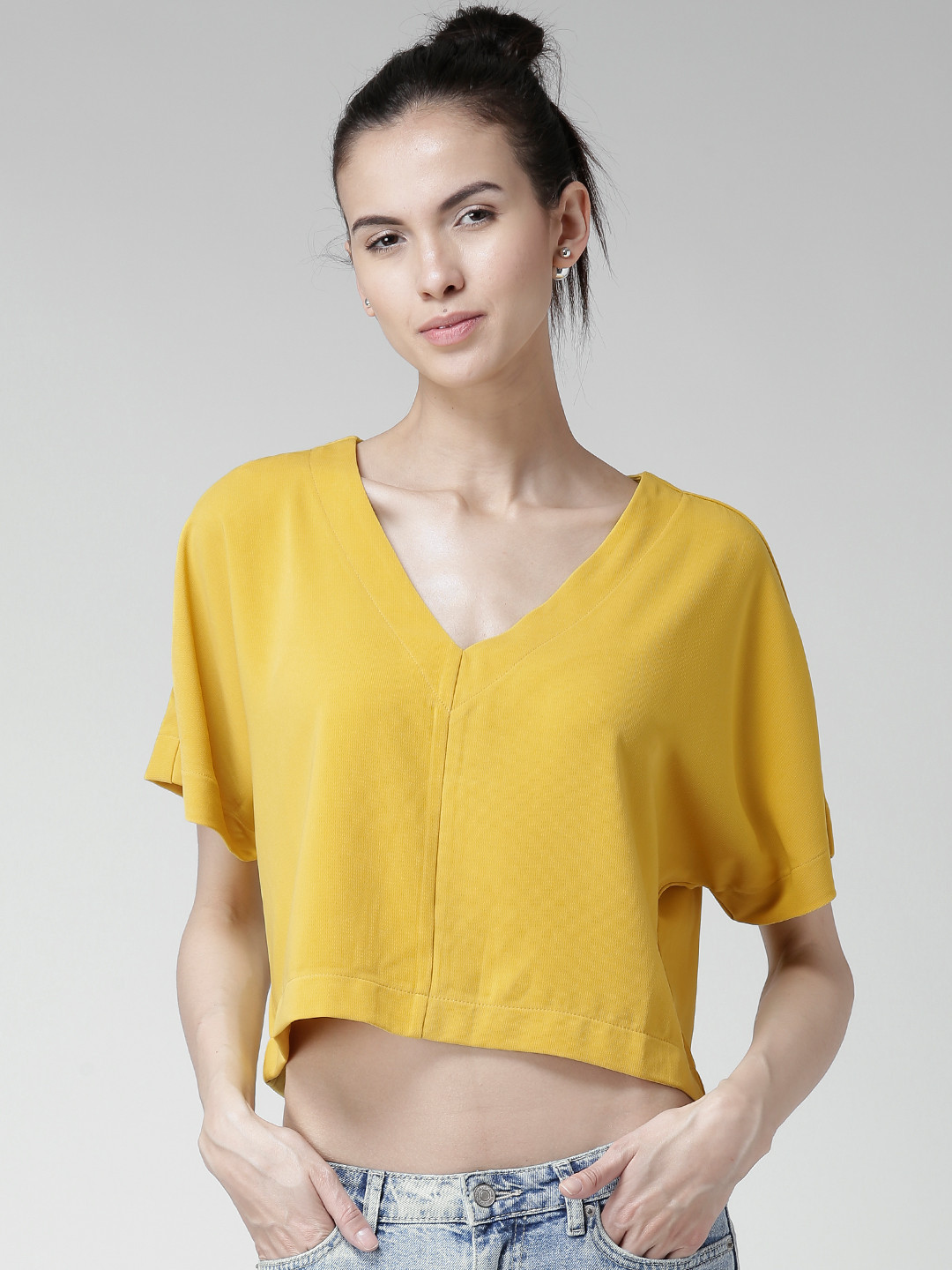 Buy FOREVER 21 Mustard Yellow Boxy Crop Top Tops for Women 1225170 Myntra