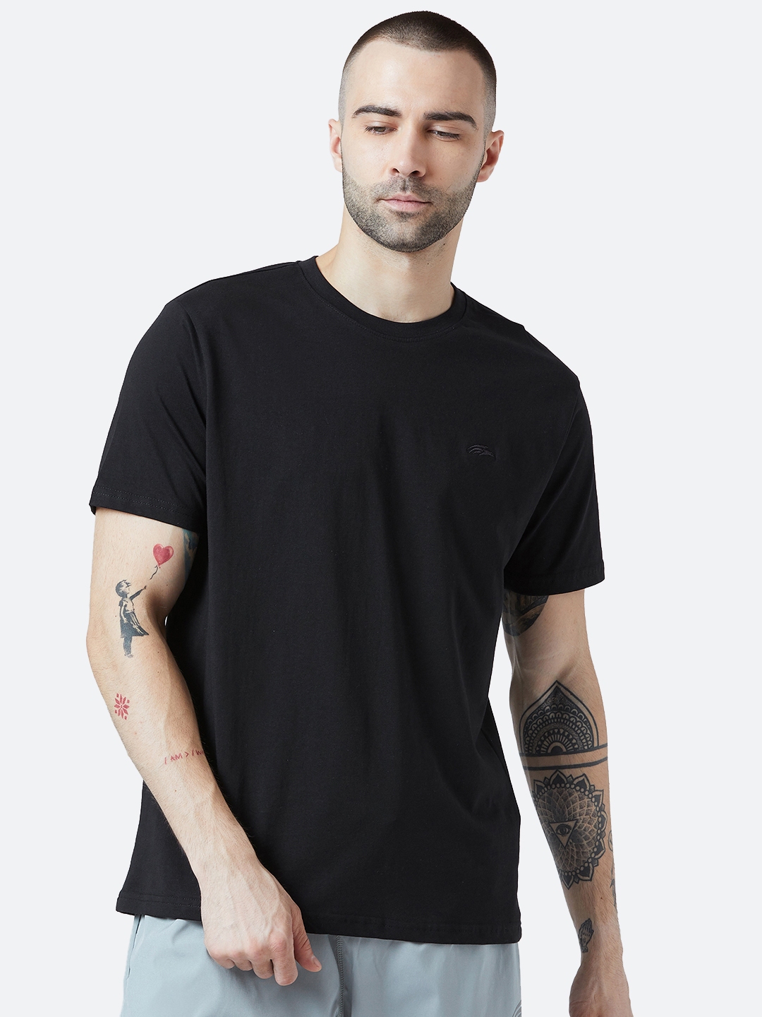 Buy PERF Men Black Solid Round Neck T Shirt - Tshirts for Men 12254232 ...