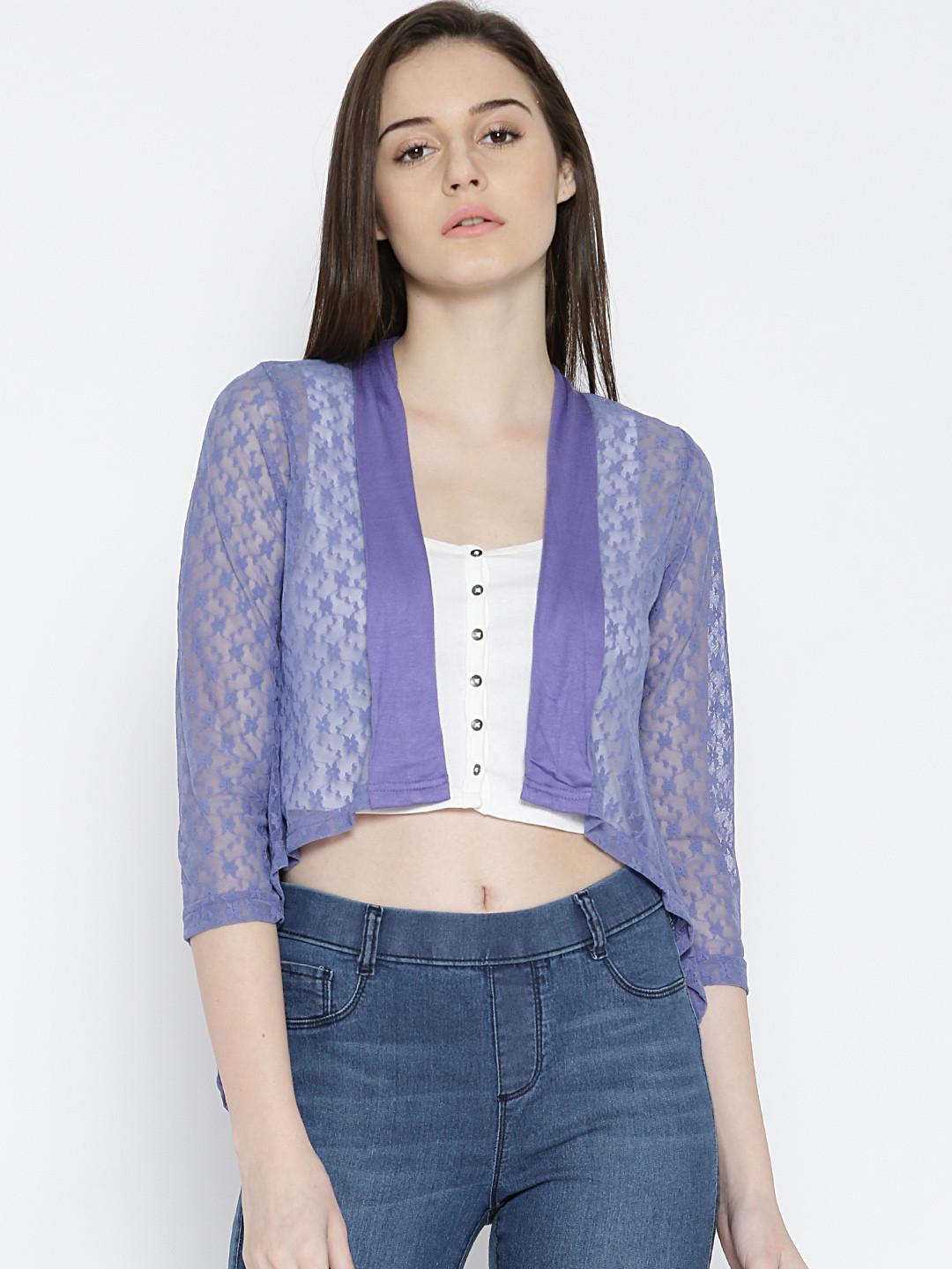 Buy AND Purple Lace Crop Shrug Shrug for Women 1225636 Myntra