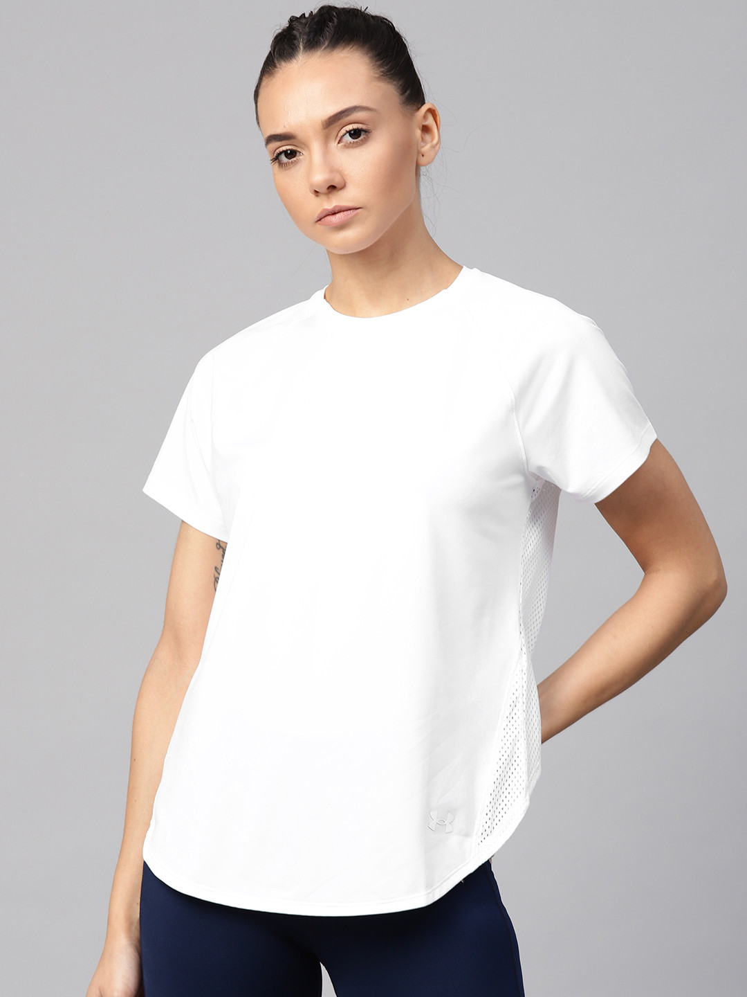 Buy UNDER ARMOUR Women White Armour Sport Hi Lo SS T Shirt Tshirts