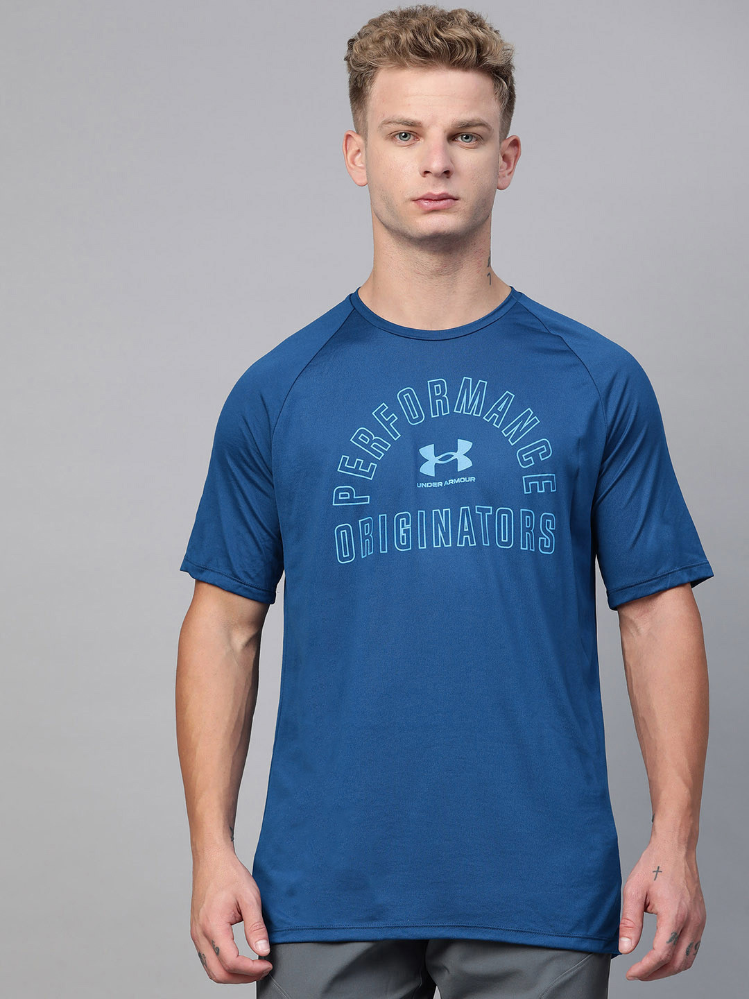 Buy UNDER ARMOUR Men Blue Tech Originators Print Training T Shirt