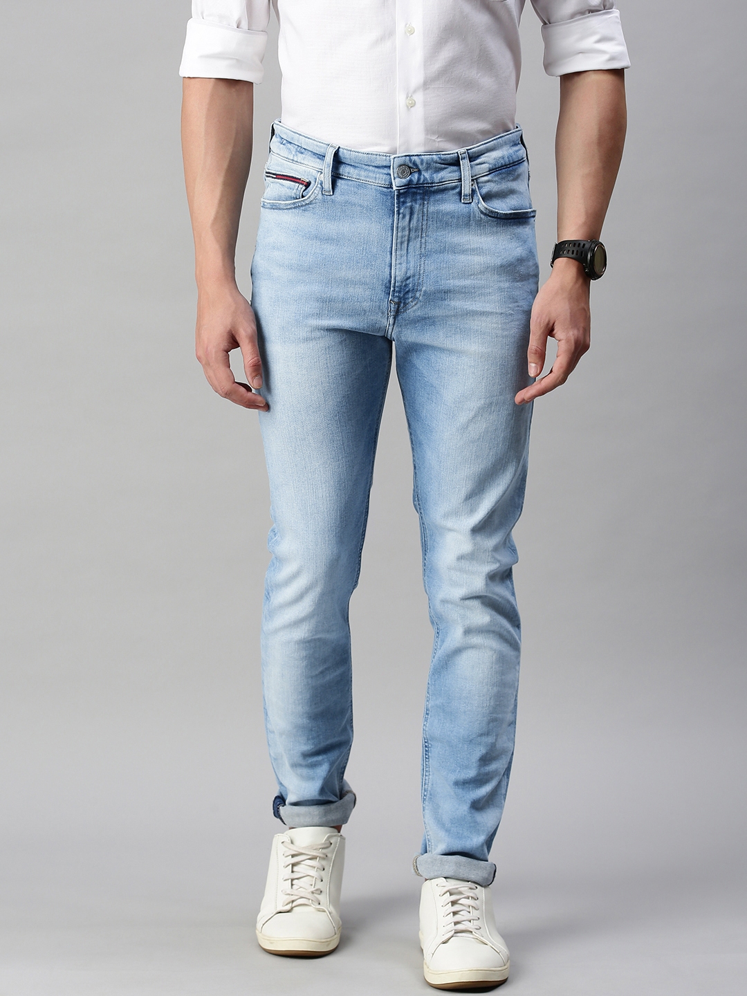 Buy Tommy Hilfiger Men Blue Simon Skinny Fit Mid Rise Clean Look ...