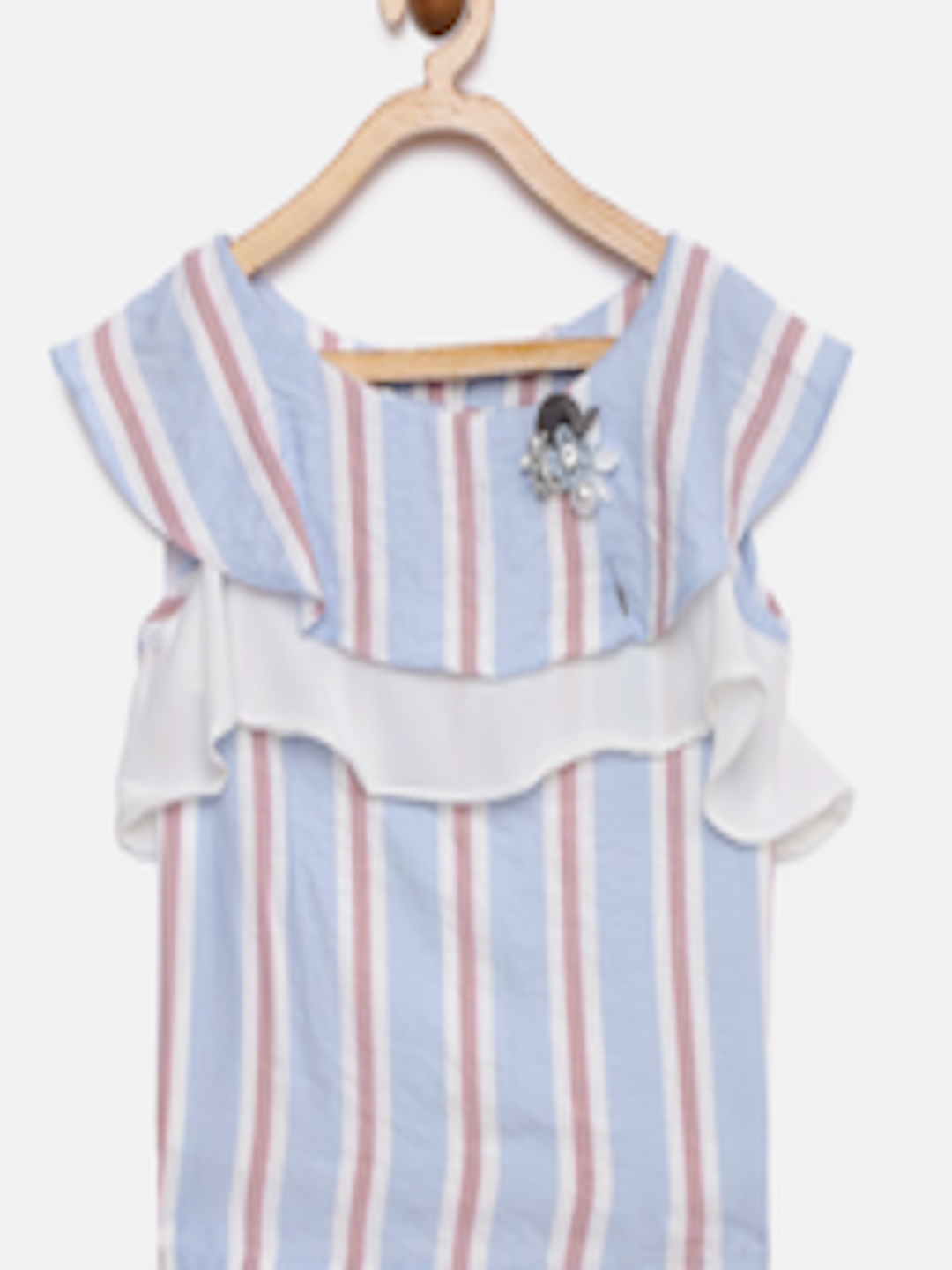 Buy Tiny Girl Girls Blue & White Striped Top - Tops for Girls 12271634 ...