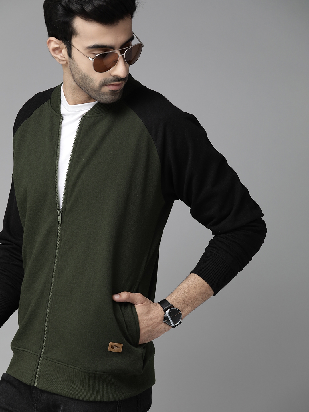 Buy Roadster Men Olive Green Solid Sweatshirt - Sweatshirts for Men ...