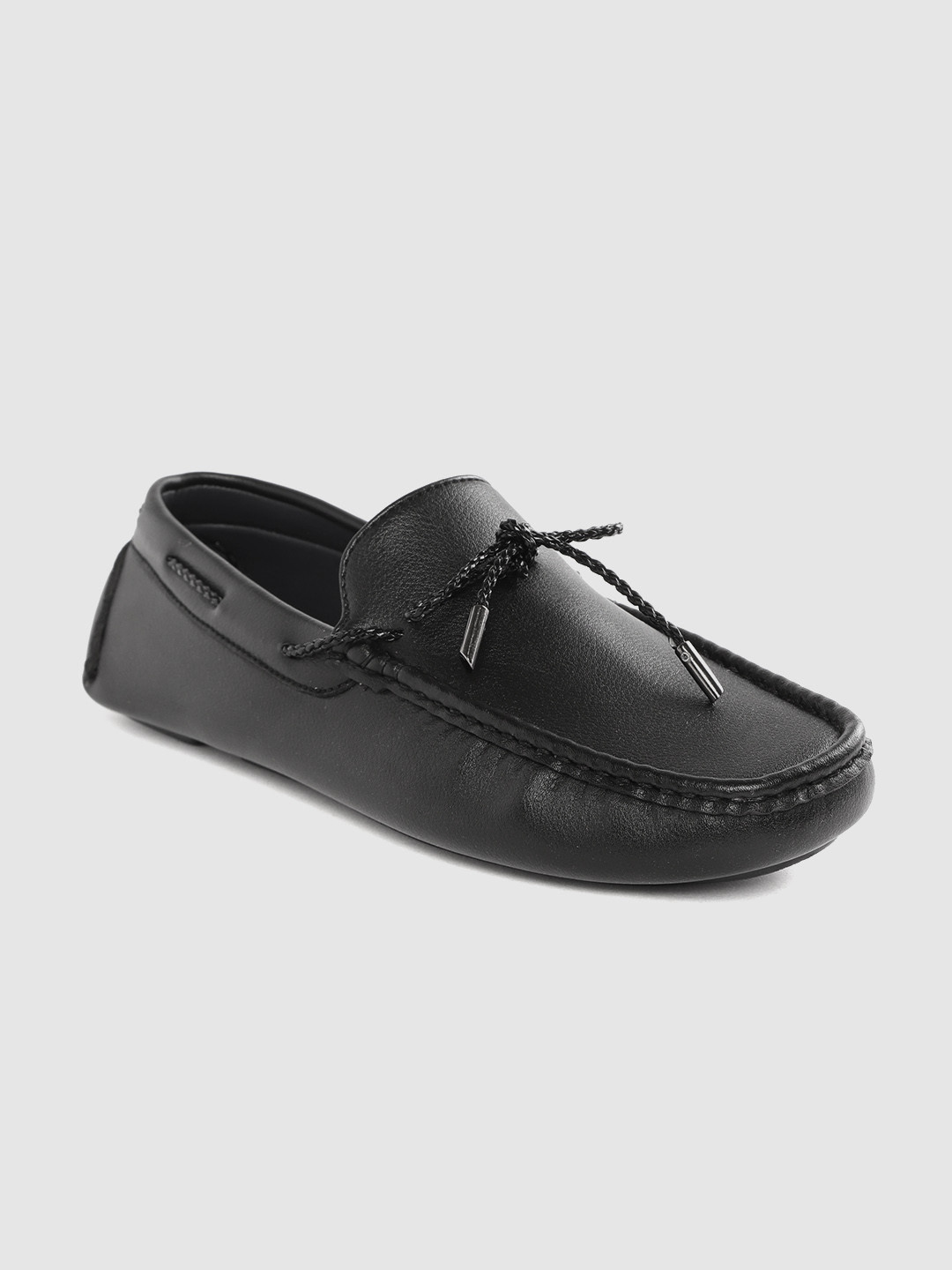 Buy Mast & Harbour Men Black Solid Wide Driving Shoes With Tie Up