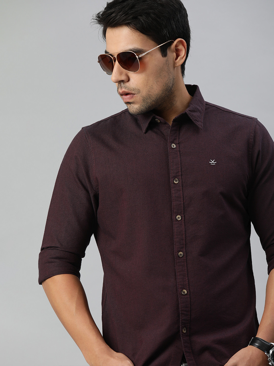 Buy WROGN Men Maroon Slim Fit Casual Shirt Shirts for Men 12275210