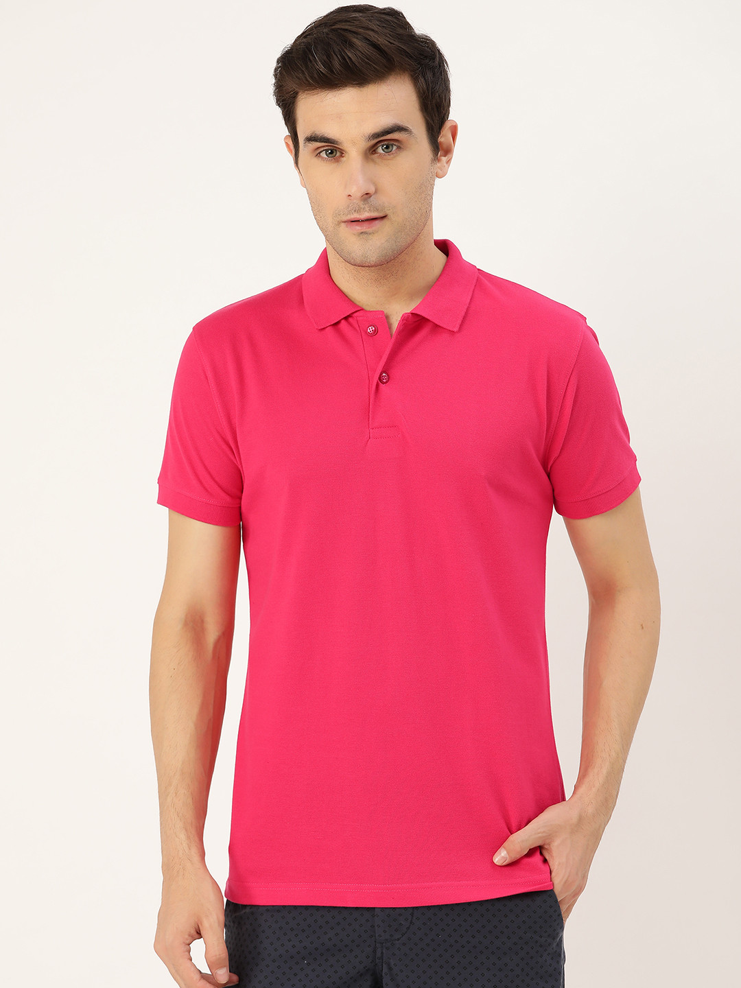 Buy PORTBLAIR Men Pink Solid Polo Collar T Shirt Tshirts for Men 12276138 Myntra