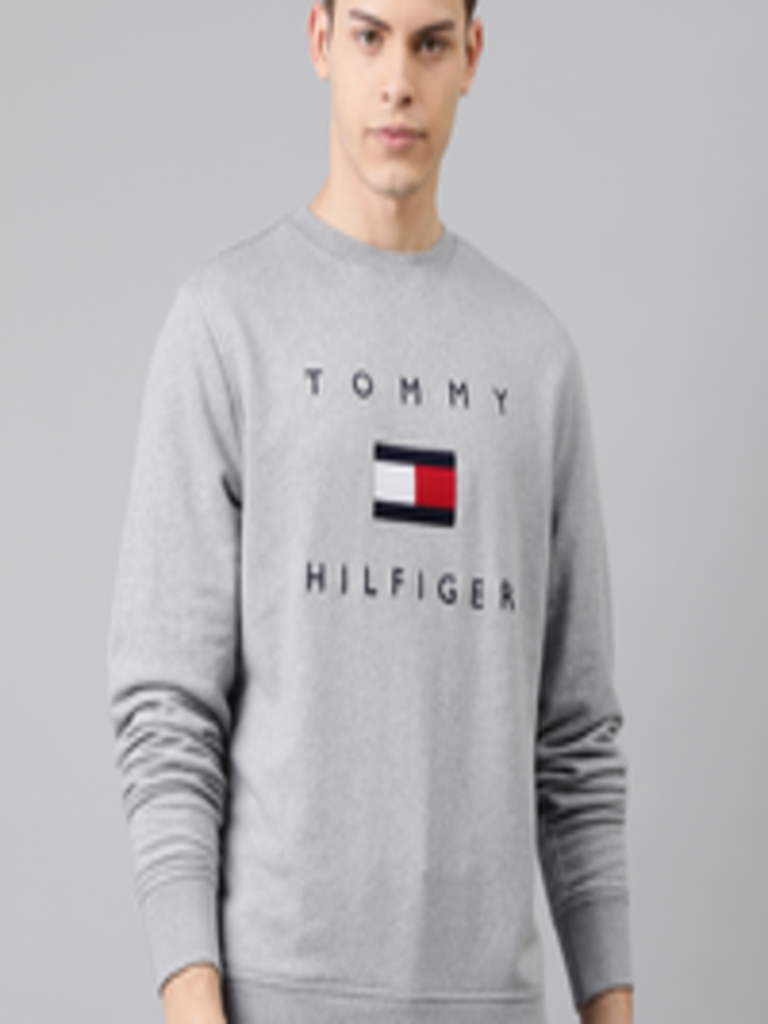 Buy Tommy Hilfiger Men Grey Printed Sweatshirt - Sweatshirts for Men ...