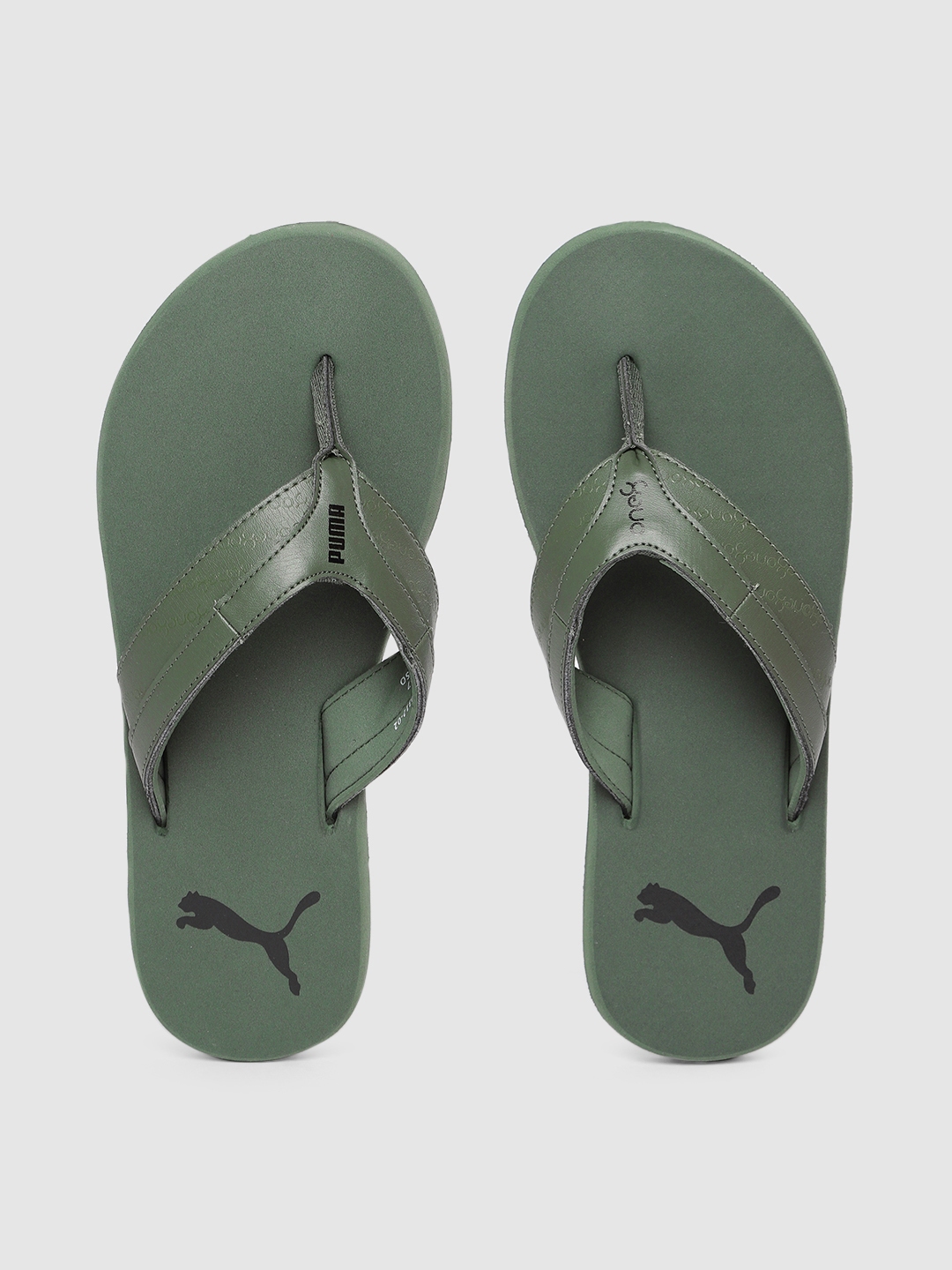 puma green flip flops