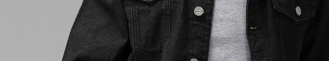 Buy Roadster Men Black Solid Denim Jacket - Jackets for Men 12288794