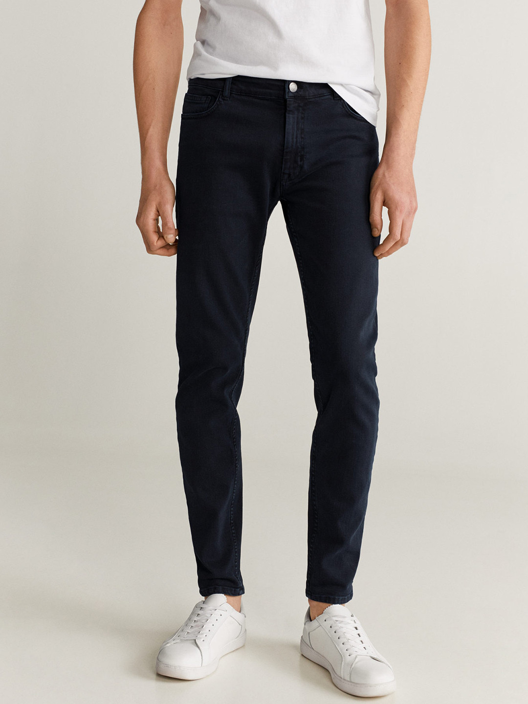 Buy MANGO MAN Navy Blue Skinny Fit Mid Rise Clean Look Stretchable