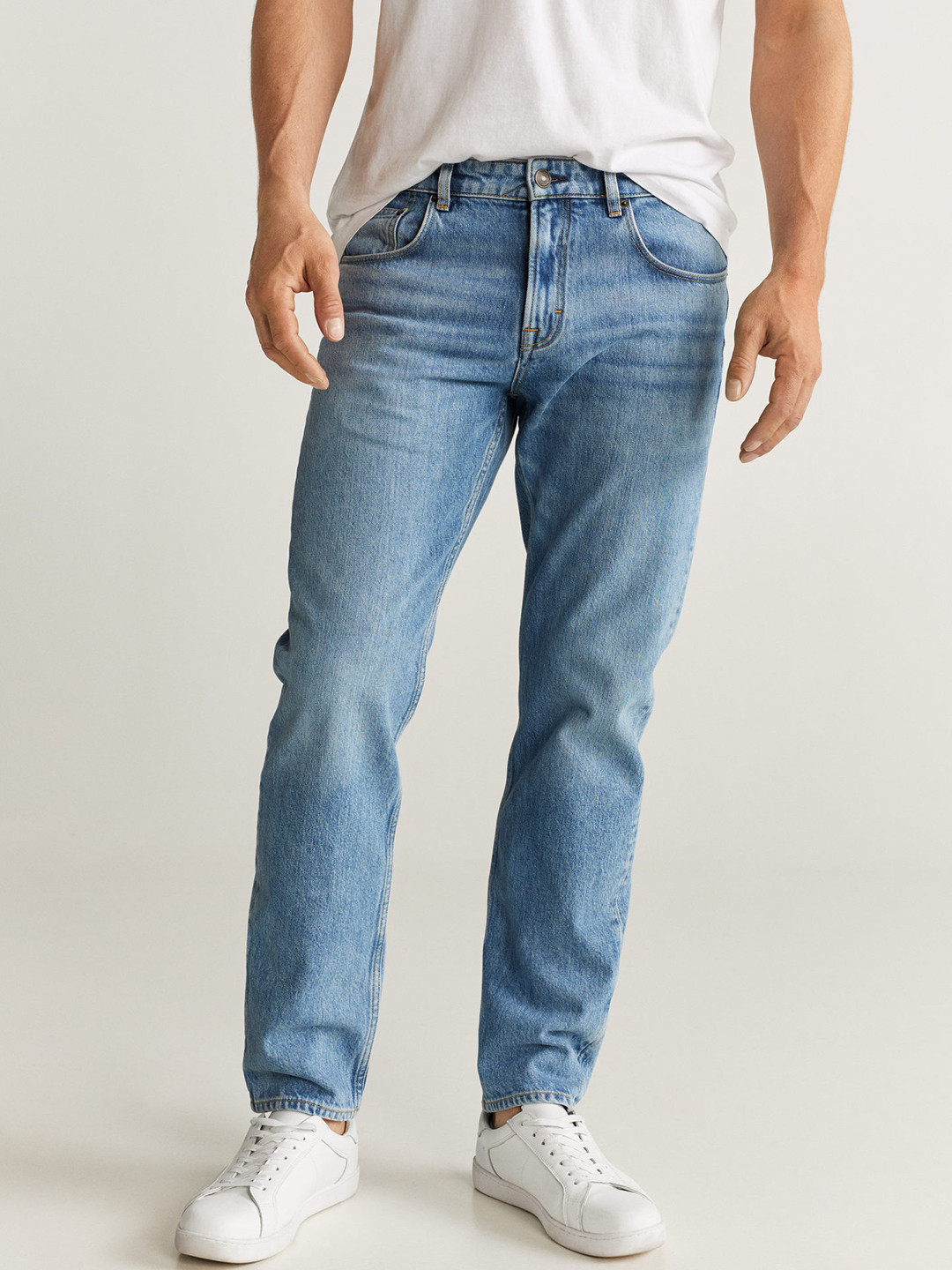 Buy MANGO MAN Men Blue Slim Fit Mid Rise Clean Look Jeans Jeans for