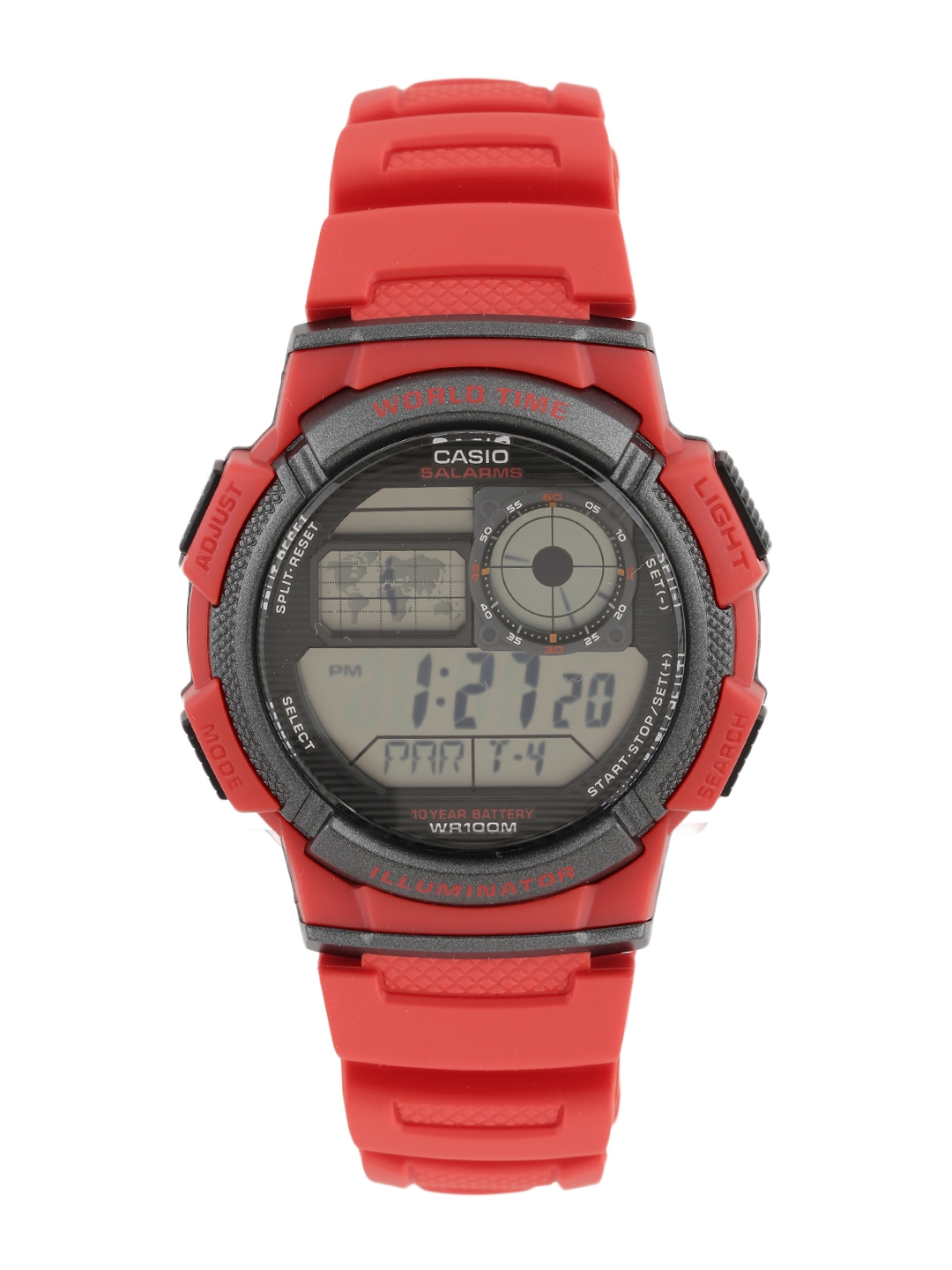 casio red digital watch