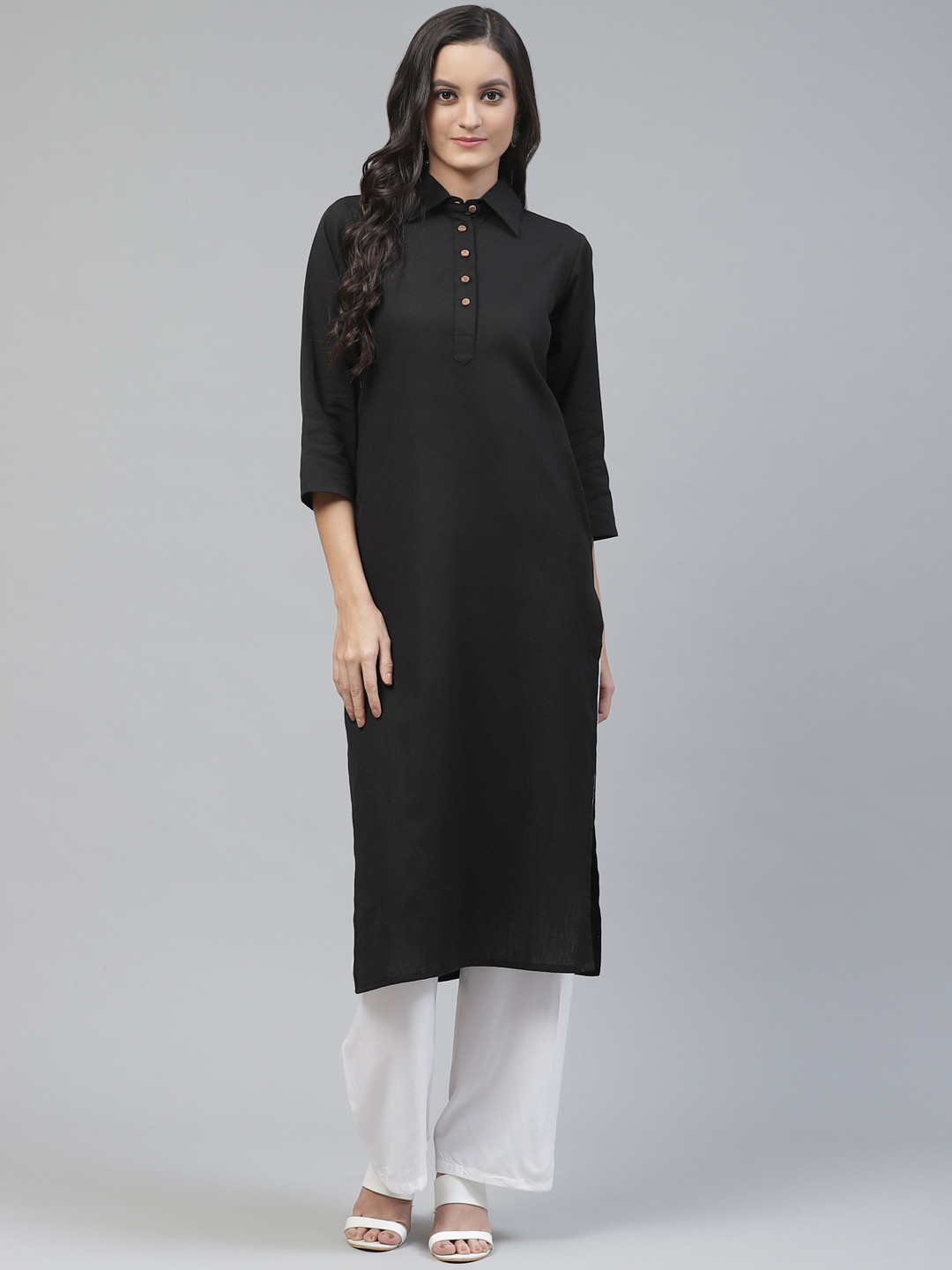 Dark Grey - Jhiri Handloom Straight Cotton Kurta 22