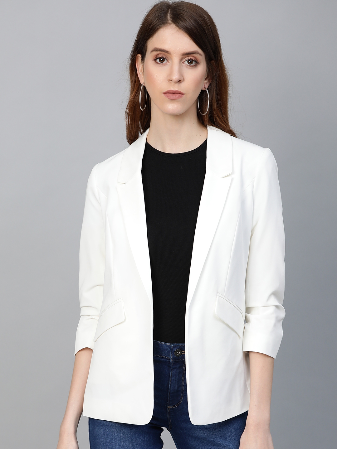 Buy DOROTHY PERKINS Women White Solid Open Front Blazer  