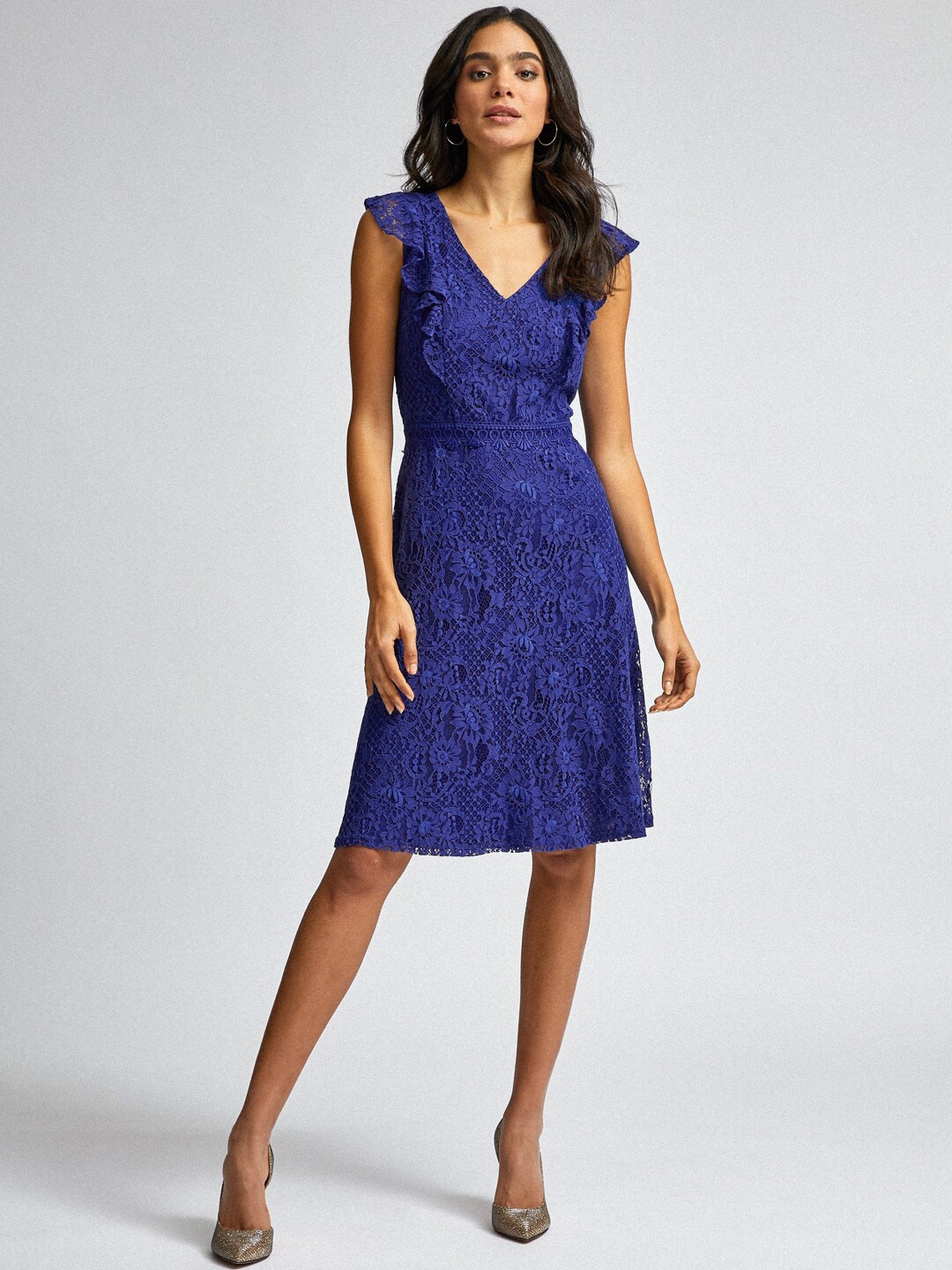Buy DOROTHY PERKINS Women Blue Lace A Line Dress - Dresses for Women ...