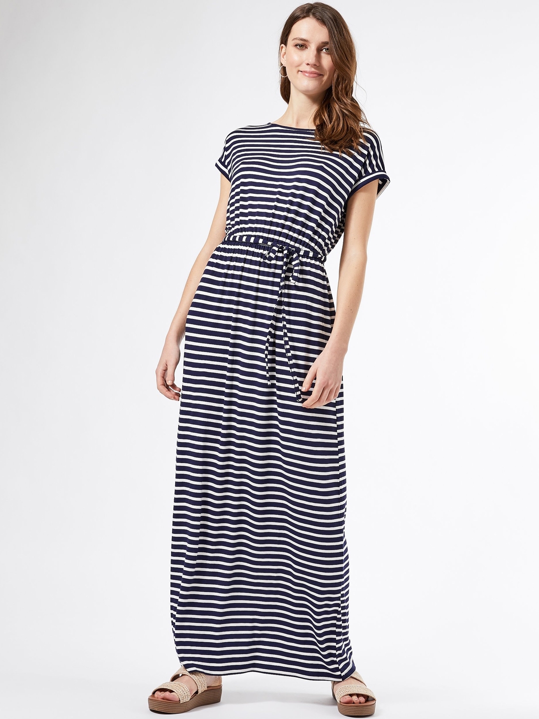 Buy DOROTHY PERKINS Women Navy Blue & White Striped Maxi Dress