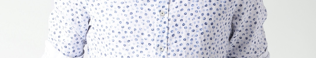 Buy Celio White Pure Linen Floral Print Casual Sustainable Shirt ...