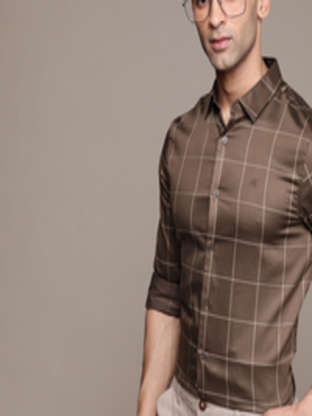 Buy Calvin Klein Jeans Men Brown Slim Fit Opaque Checked Casual Shirt
