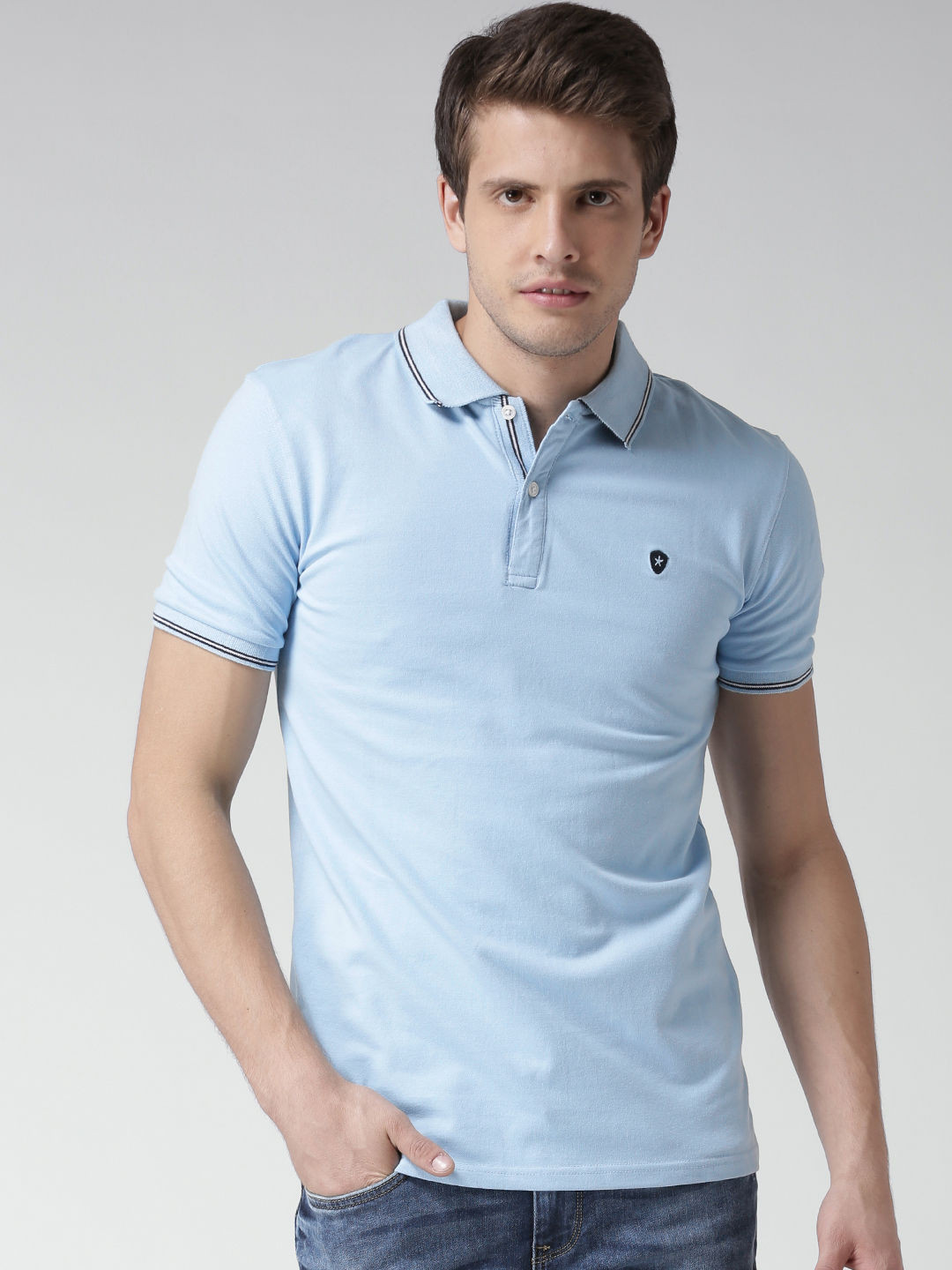 Buy Celio Powder Blue Polo T Shirt Tshirts for Men 1231351 Myntra