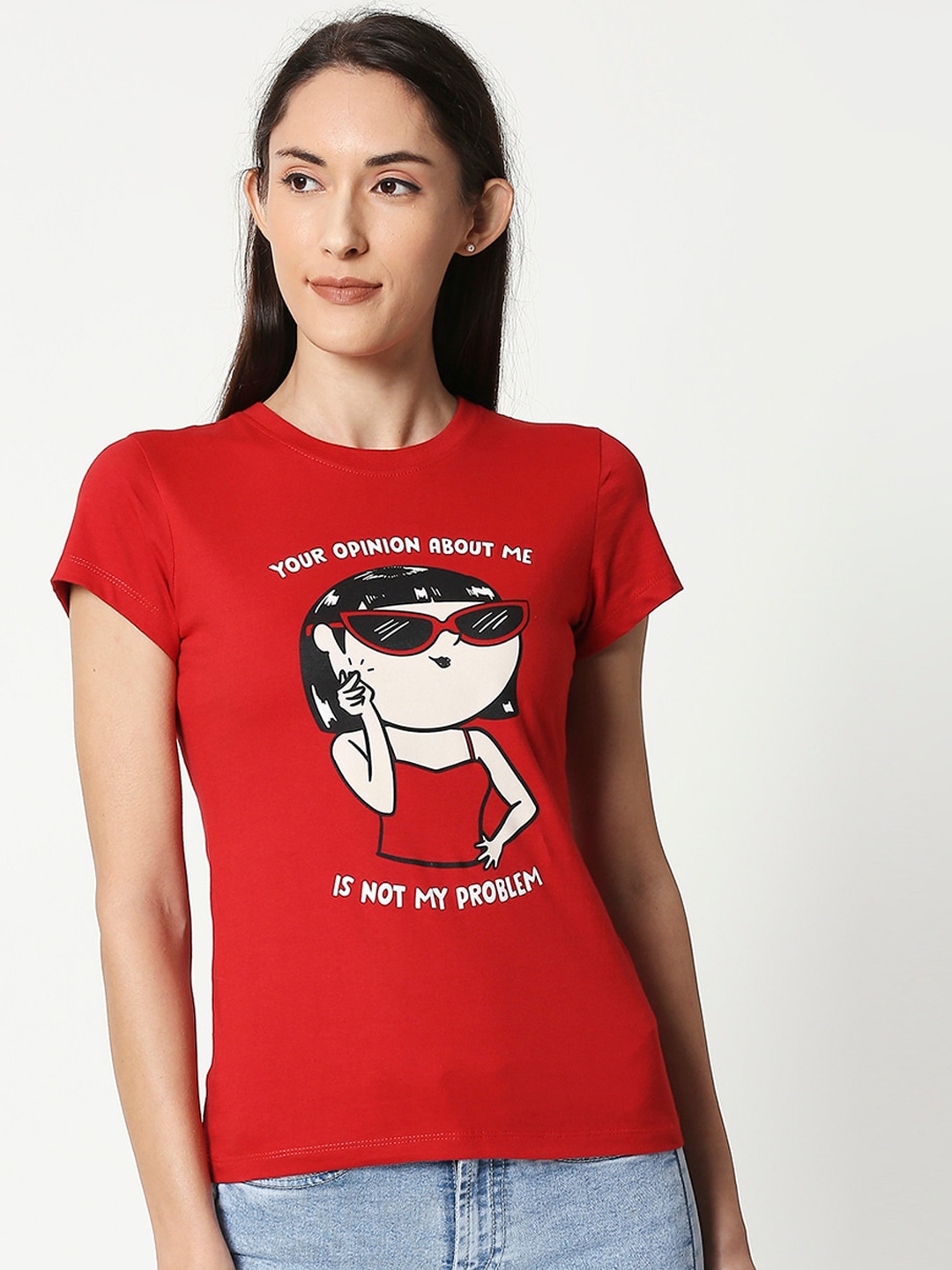 Buy Bewakoof Women Red Printed Round Neck Slim Fit T Shirt Tshirts For Women 12331834 Myntra 8972