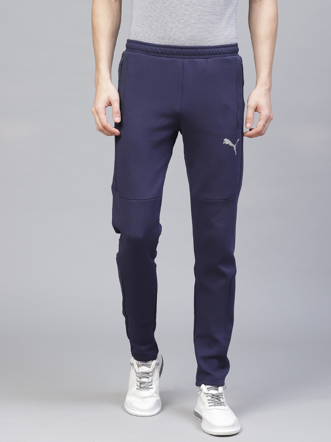 puma navy polyester lycra trackpants