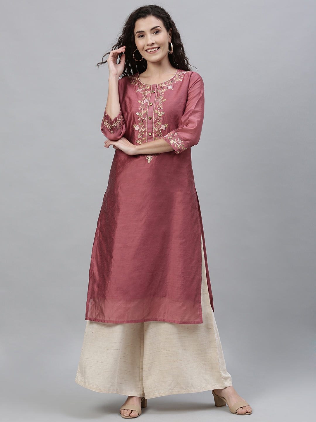 anouk maroon kurta set