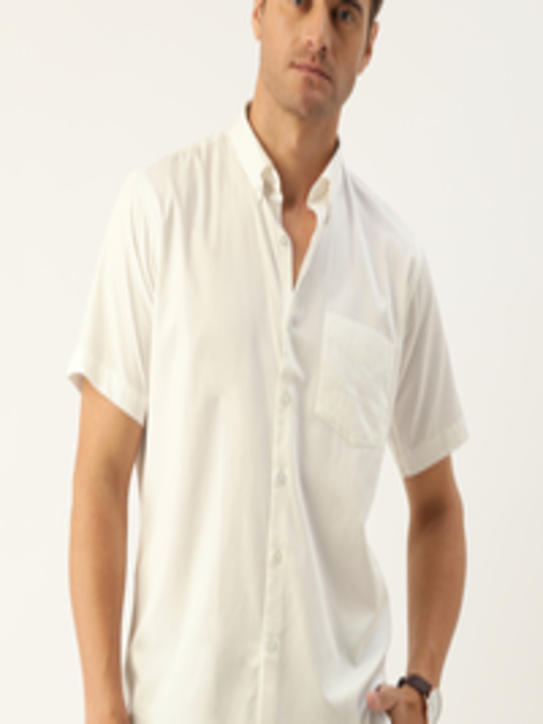 Buy Hancock Men White Slim Fit Solid Casual Shirt - Shirts for Men ...