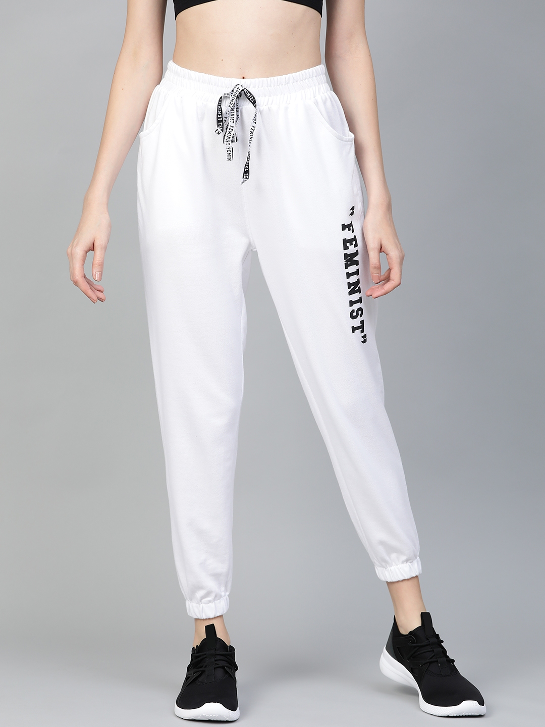 white track pants outfit