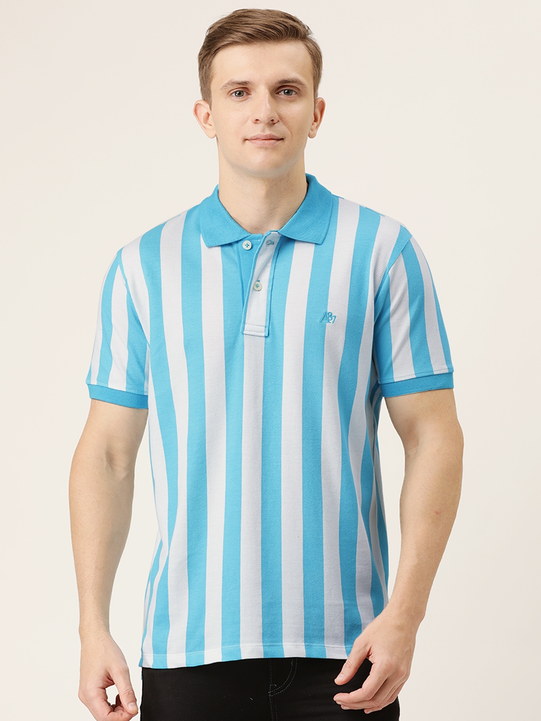 Buy Aeropostale Men Blue Striped Polo Collar T Shirt - Tshirts for Men ...