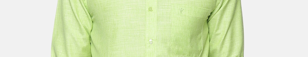 Buy Ramraj Men Lime Green Original Regular Fit Solid Formal Shirt ...