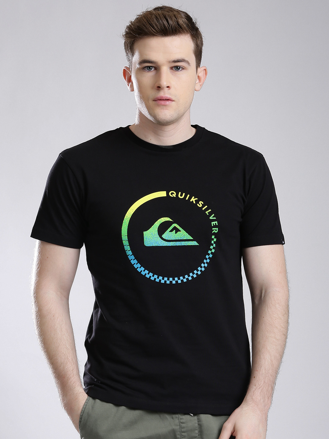 Buy Quiksilver Black Printed Pure Cotton T Shirt Tshirts for Men