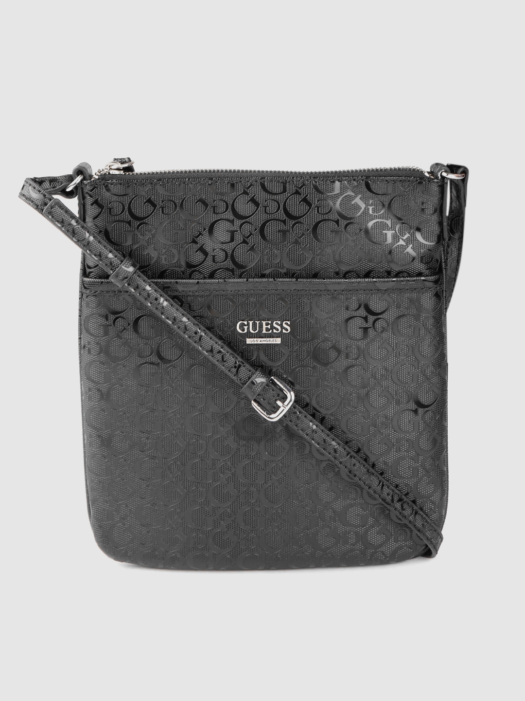 Buy GUESS Black Brand Logo Textured Sling Bag - Handbags for Women ...