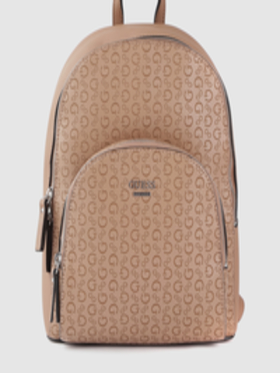 Buy GUESS Women Brown Brand Logo Textured Backpack - Backpacks for ...