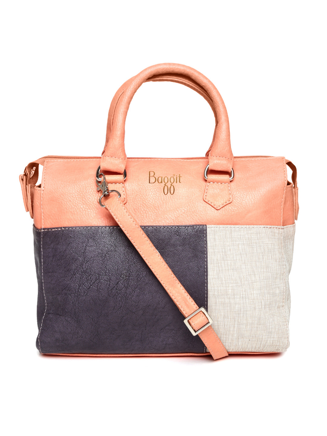 Buy Baggit Peach Coloured Colorblock Handbag With Sling Strap