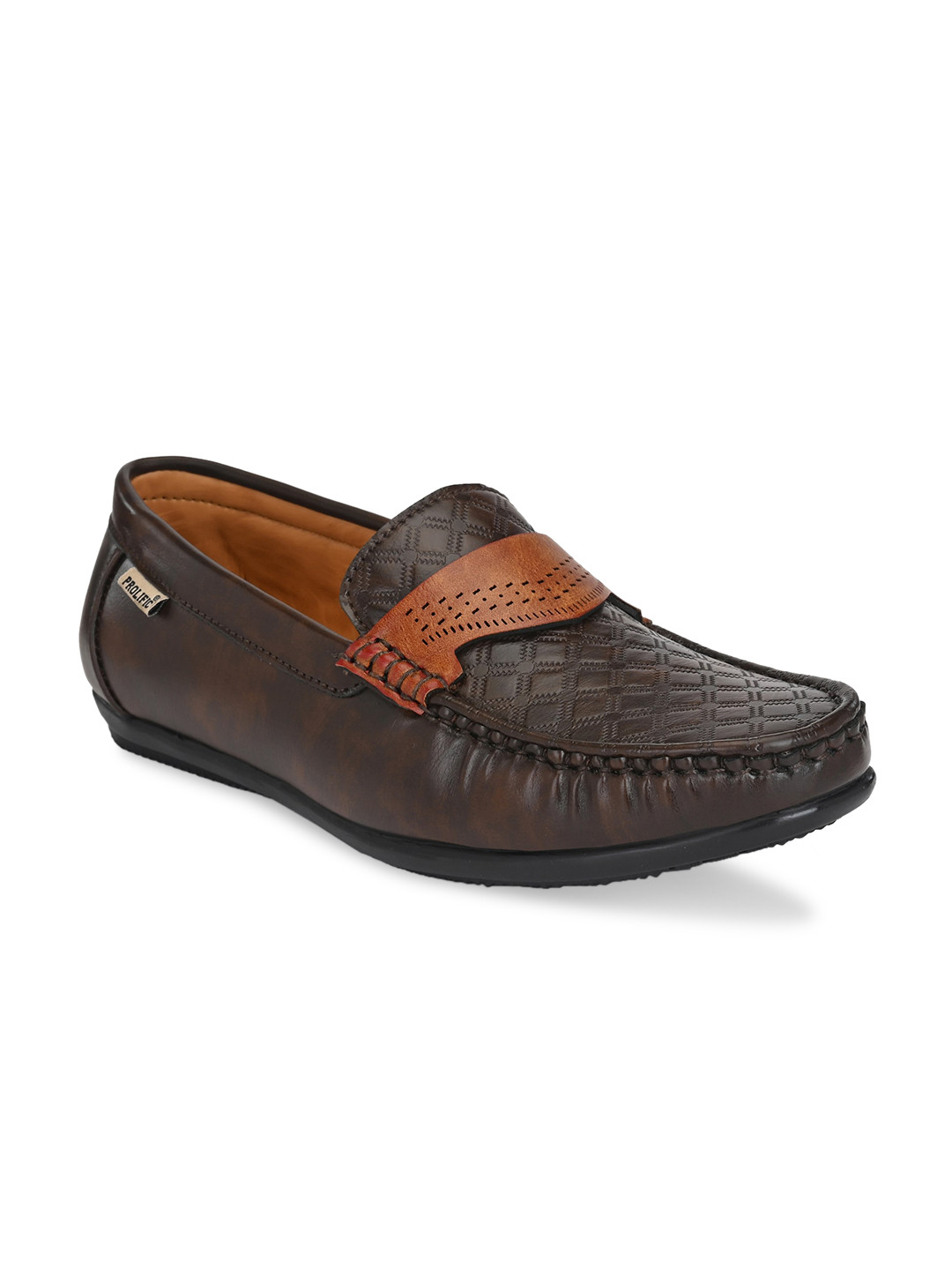 Buy Prolific Men Brown Textured Loafers Casual Shoes for Men 12349444