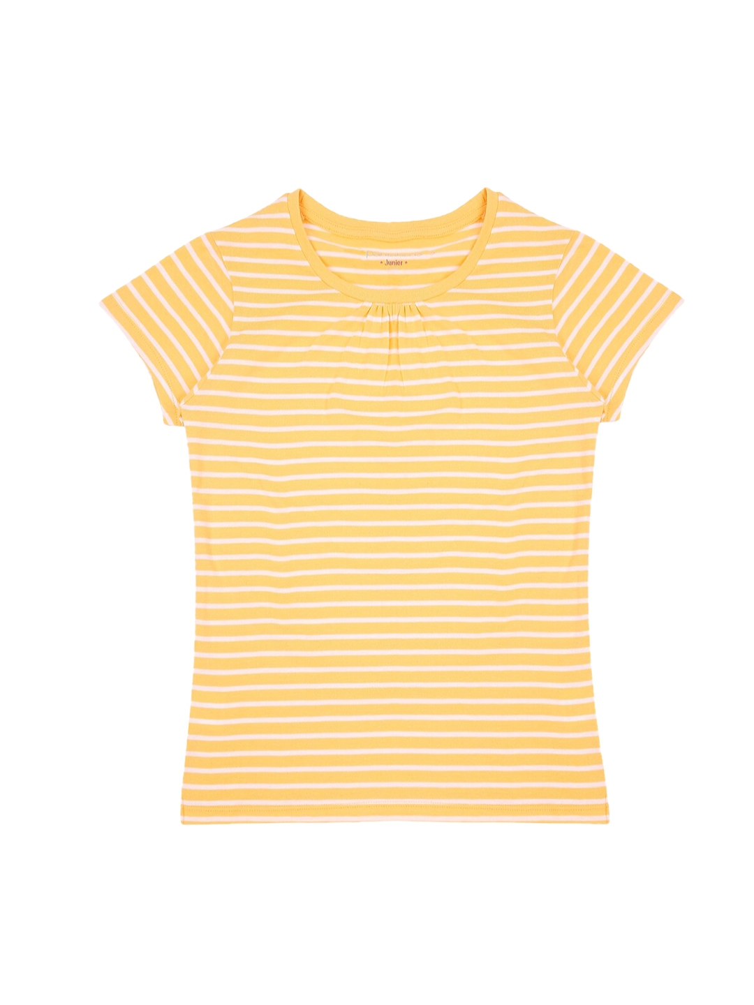 Buy Pantaloons Junior Girls Yellow Striped Round Neck T Shirt - Tshirts ...