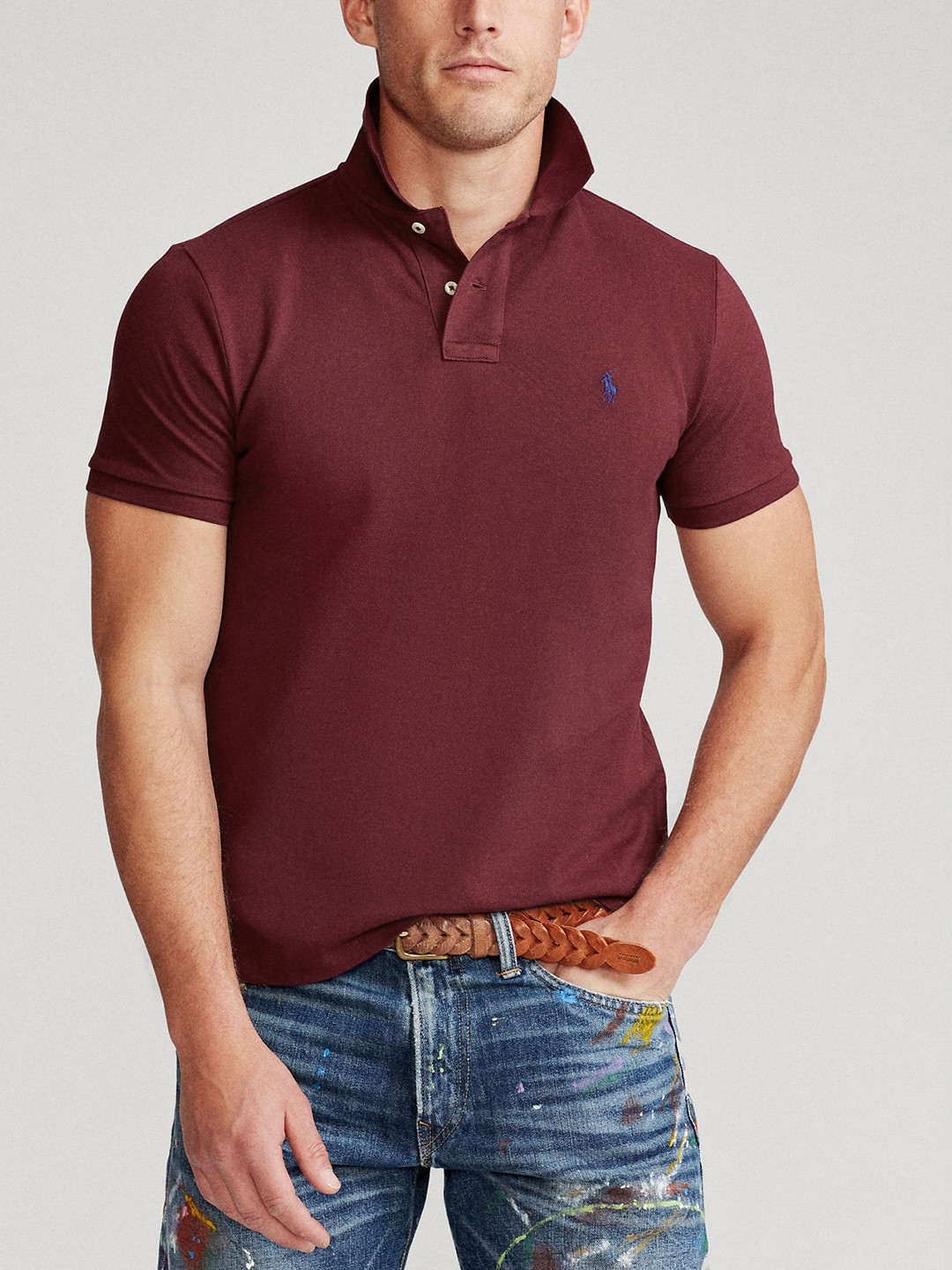 Buy Polo Ralph Lauren Men Maroon The Iconic Mesh Polo Shirt - Tshirts for Men 12350548 | Myntra