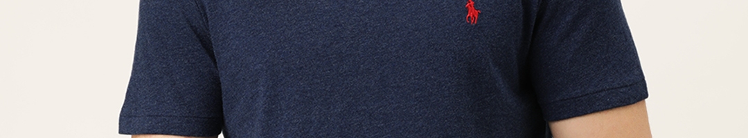 Buy Polo Ralph Lauren Men Navy Blue Solid Custom Slim Fit Solid Crew ...