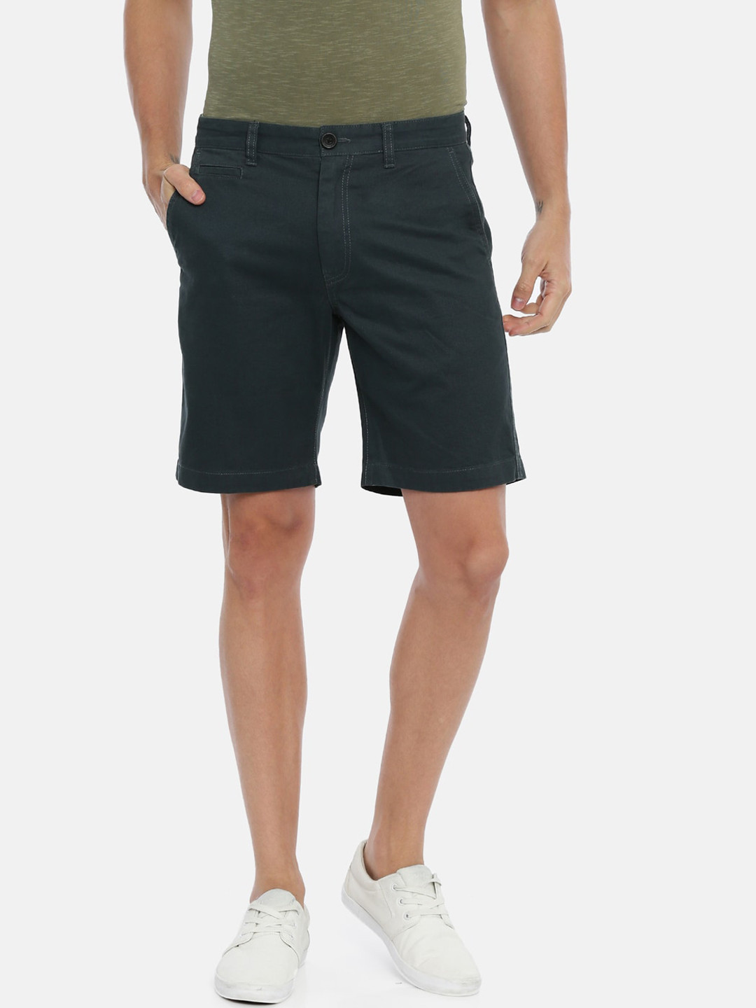 Buy Breakbounce Men Charcoal Grey Solid Slim Fit Chino Shorts Shorts