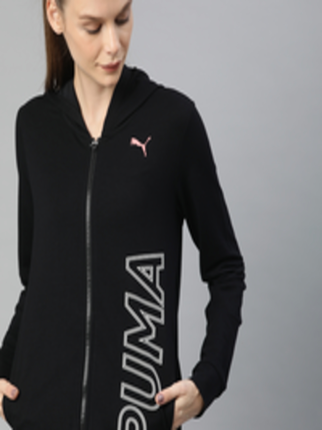Buy Puma Women Black Printed Modern Sports DryCell Open Front Jacket ...