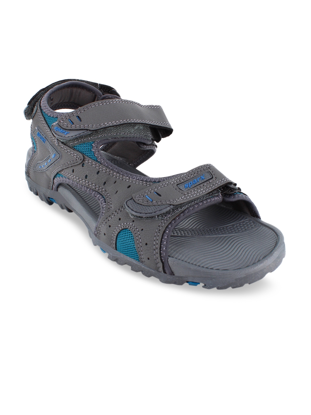 Buy Sparx Men Grey & Blue Solid Comfort Sandals - Sandals for Men ...
