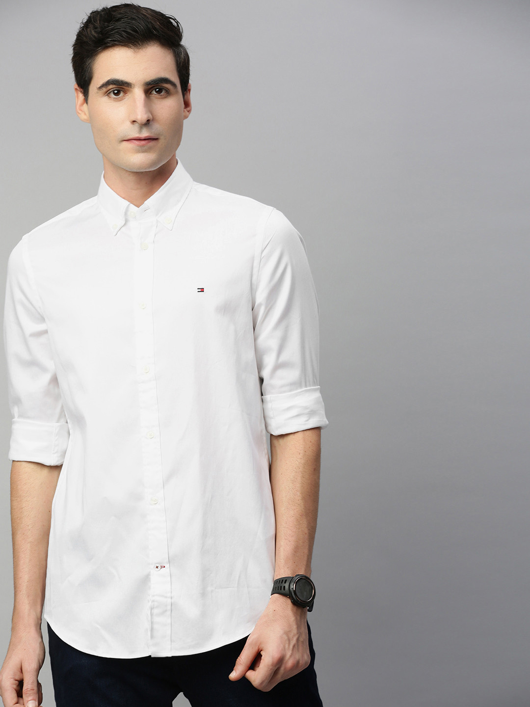 Buy Tommy Hilfiger Men White Slim Fit Solid Casual Shirt Shirts for