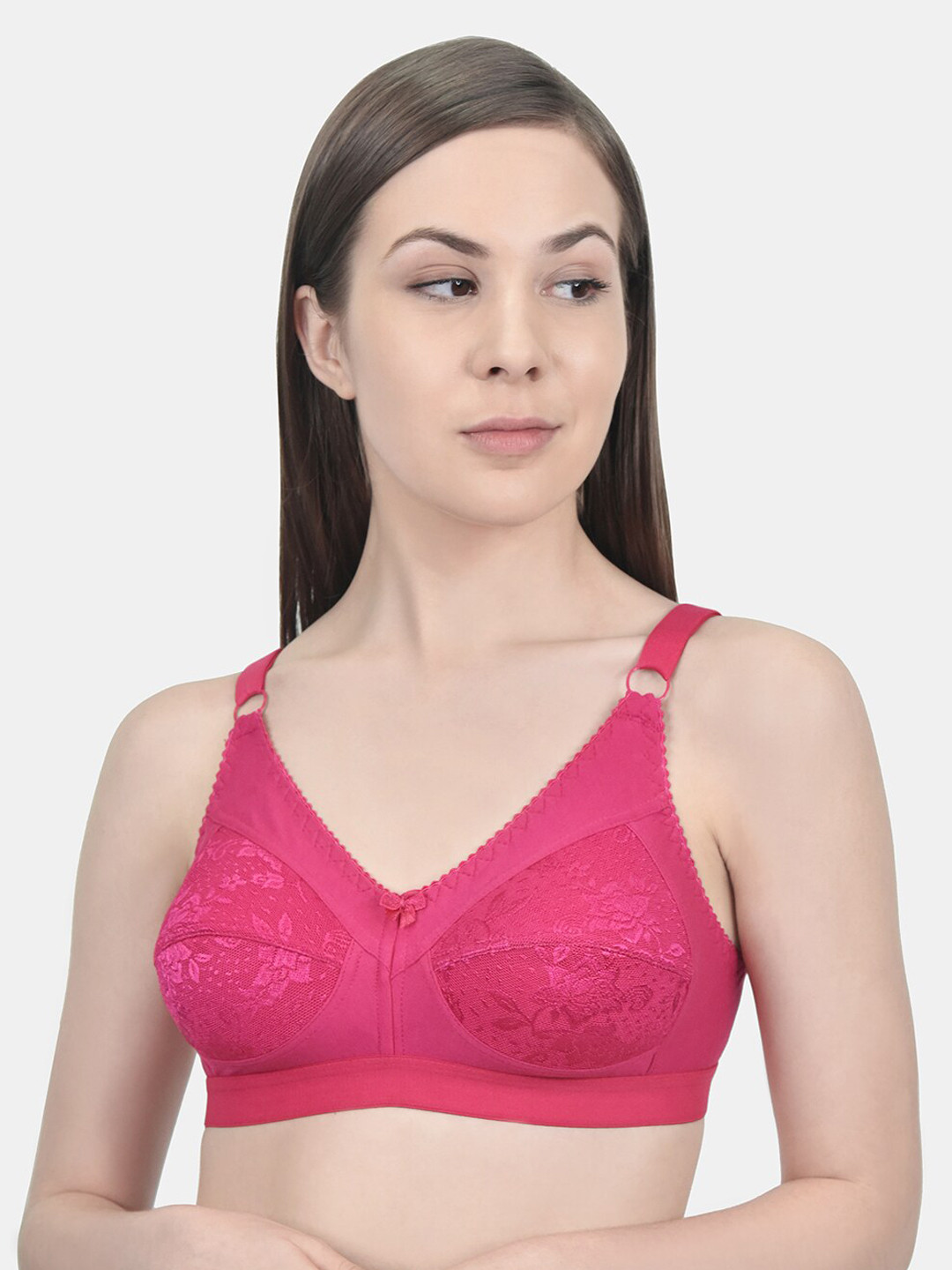 Buy Innocence Pink Lace Non Wired Non Padded Minimizer Bra BBAPLIN90164