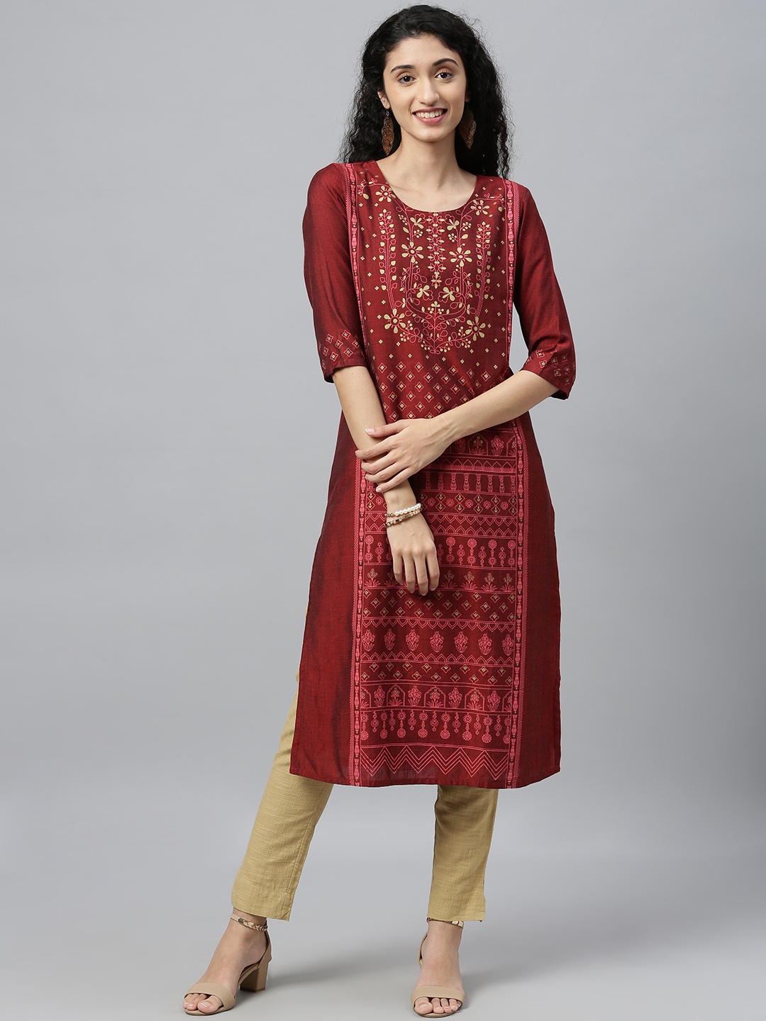 front pleated kurti designs